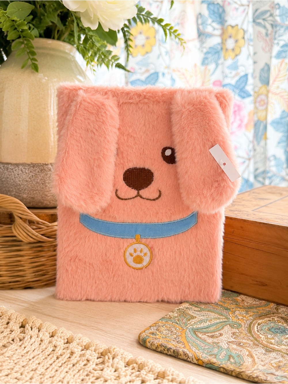 New Plush Pink Dog Notebook Journal Adorable